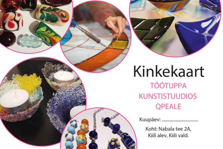 Töötoa kinkekaart A4 trükkimiseks_Qpeale Kingi sõbrale elamus_klaasisruudio Qpeale